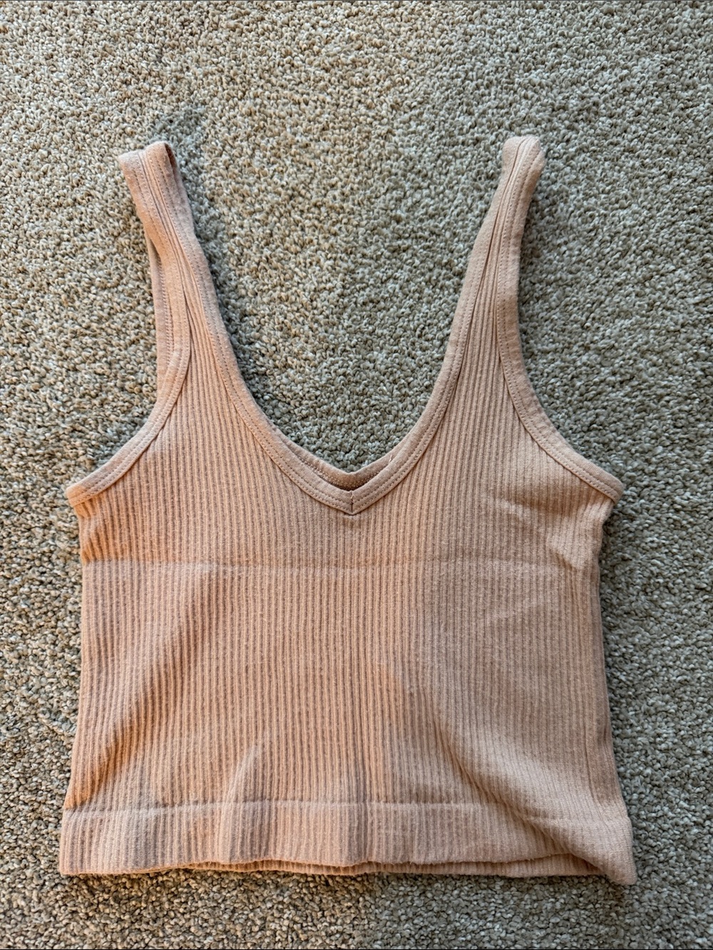 Urban outfitters Out from under Drew Ribbed V-Neck Tank Top in Light Peach